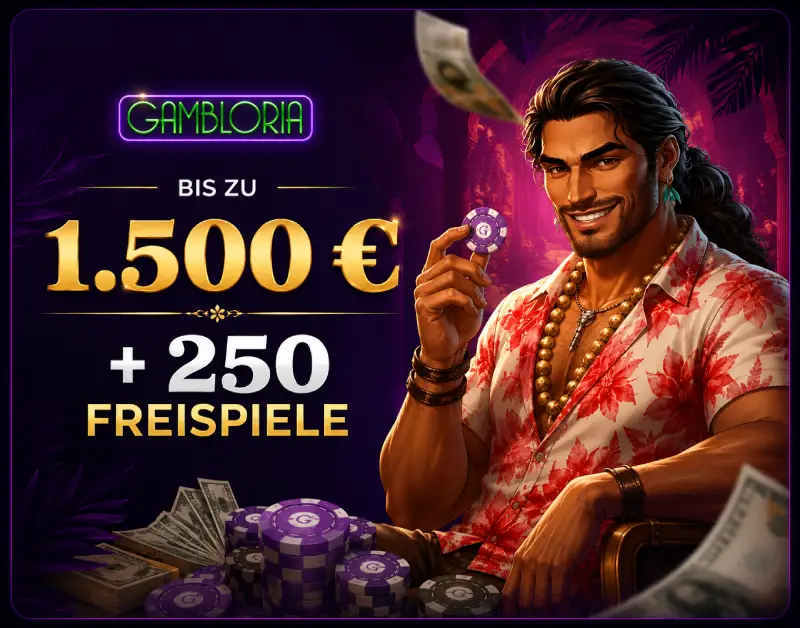 Willkommenspaket Gambloria Casino: bis 1.500 € und 250 Freispiele